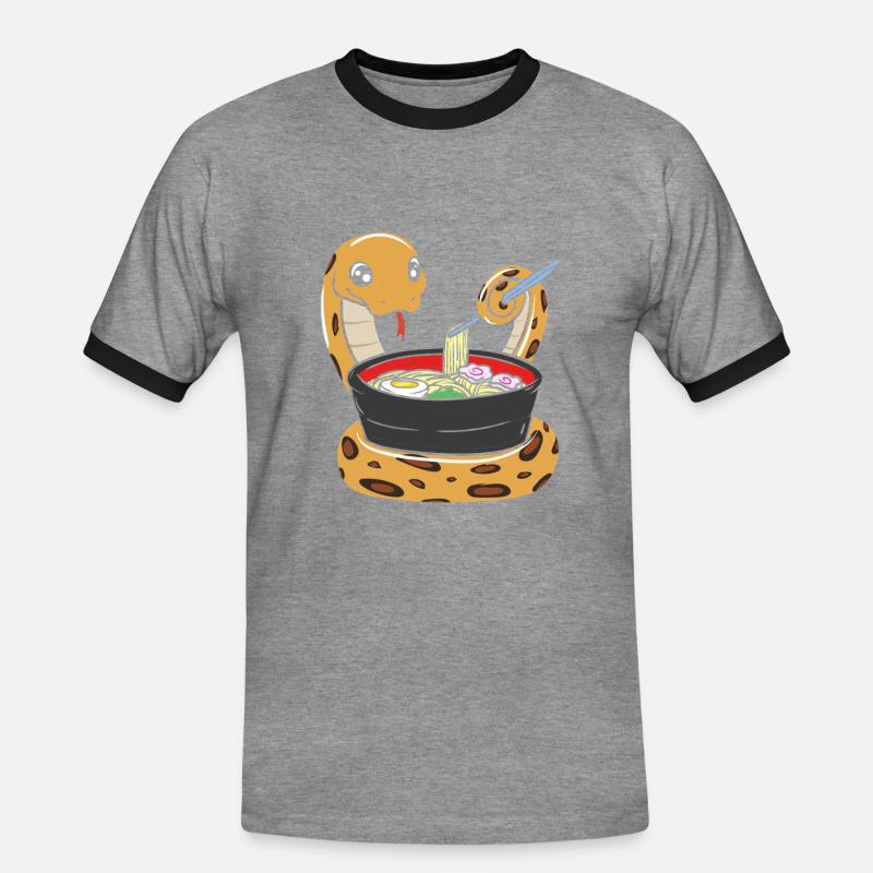 King python eating ramen - Men's Ringer Shirt - heather grey/black