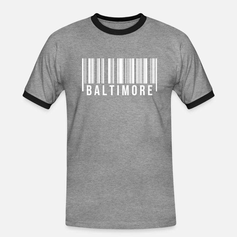 Baltimore Strichcode - Männer Kontrast-T-Shirt - Grau meliert/Schwarz