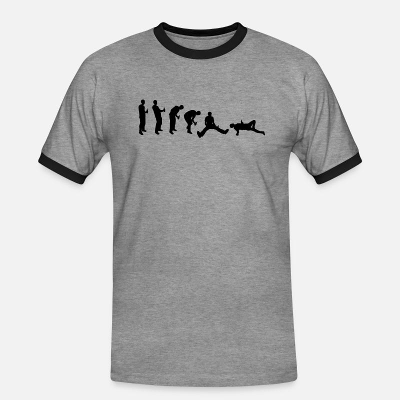 Drunk evolution - Männer Kontrast-T-Shirt - Grau meliert/Schwarz