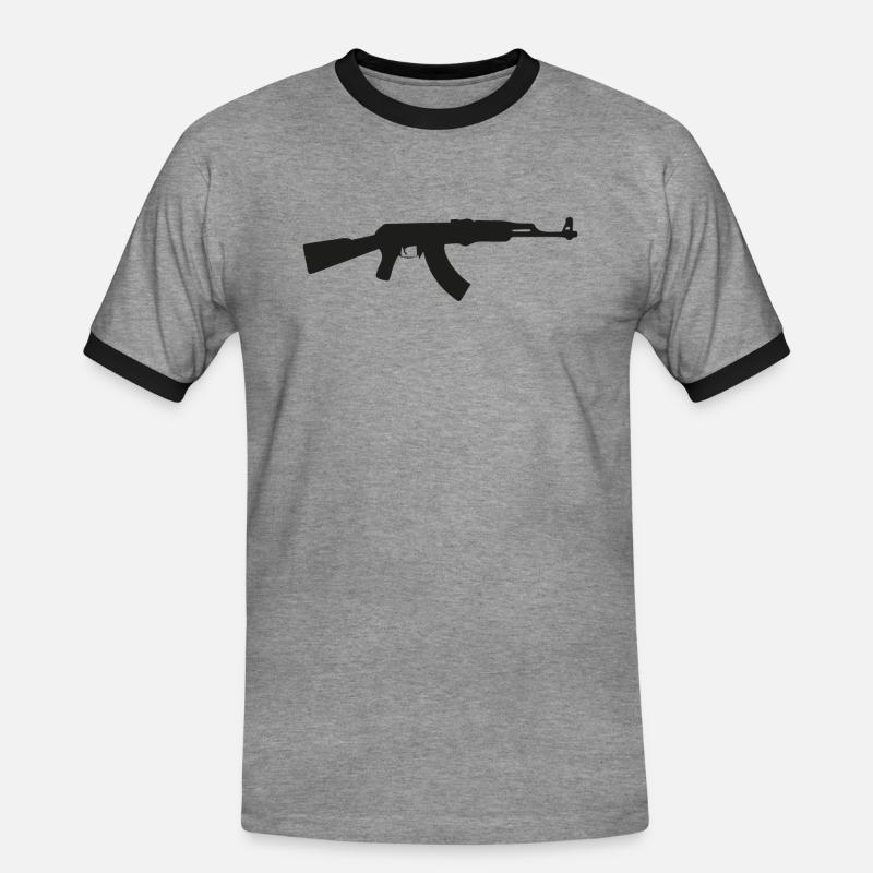 AK-47 - Männer Kontrast-T-Shirt - Grau meliert/Schwarz