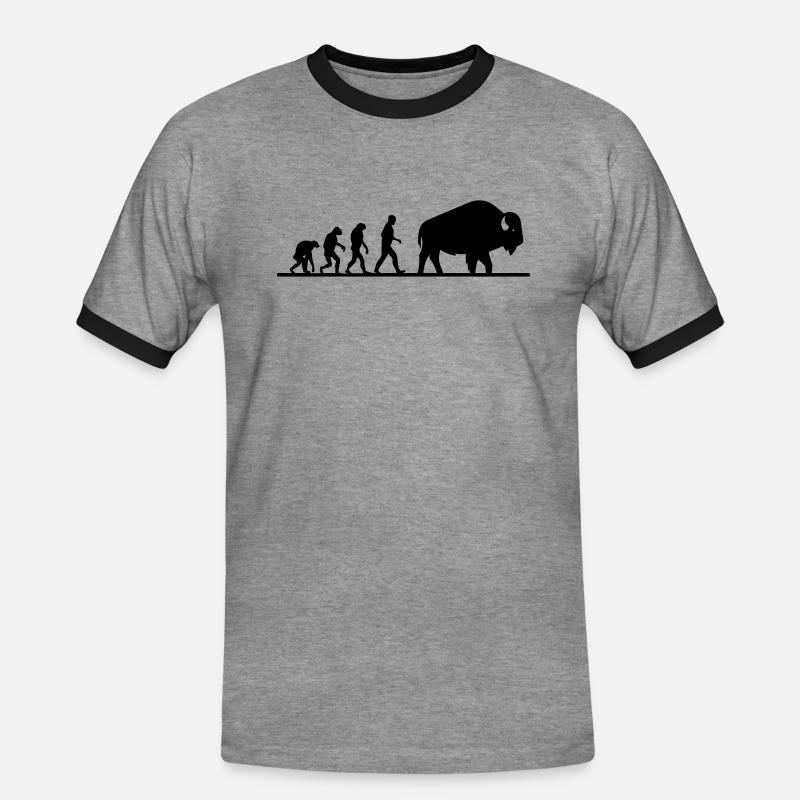 büffel evolution - Männer Kontrast-T-Shirt - Grau meliert/Schwarz