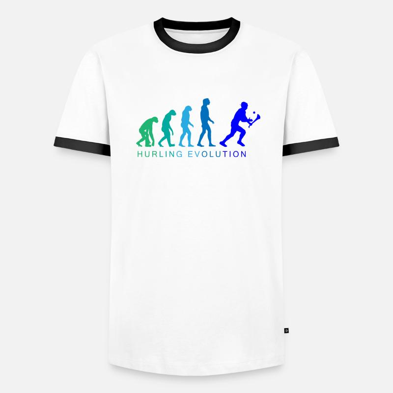 Die Evolution von Hurling Männer Kontrast-T-Shirt