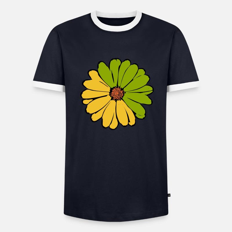 Fleur jaune vert jaune vert fleur T-shirt contrasté Homme