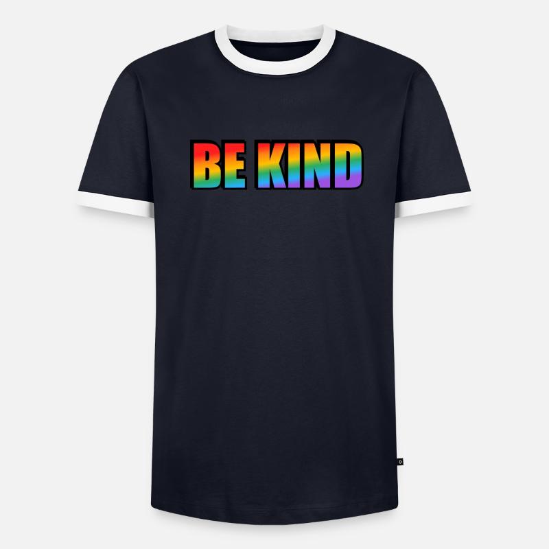 Sei freundlich Regenbogen Männer Kontrast-T-Shirt