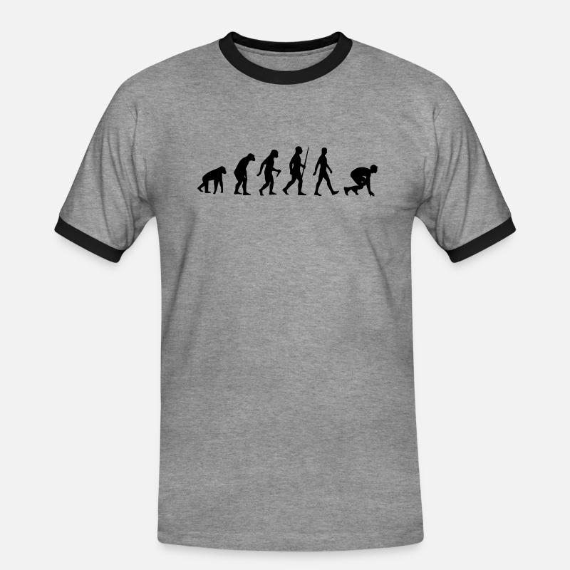 Leichtathletik Sprint Sprinter Sprinten Evolution - Männer Kontrast-T-Shirt - Grau meliert/Schwarz