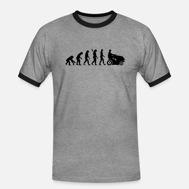Evolution Rasenmäher - Männer Kontrast-T-Shirt - Grau meliert/Schwarz
