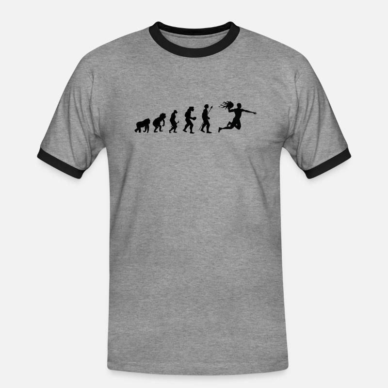 Handball Evolution Geschenkidee - Männer Kontrast-T-Shirt - Grau meliert/Schwarz