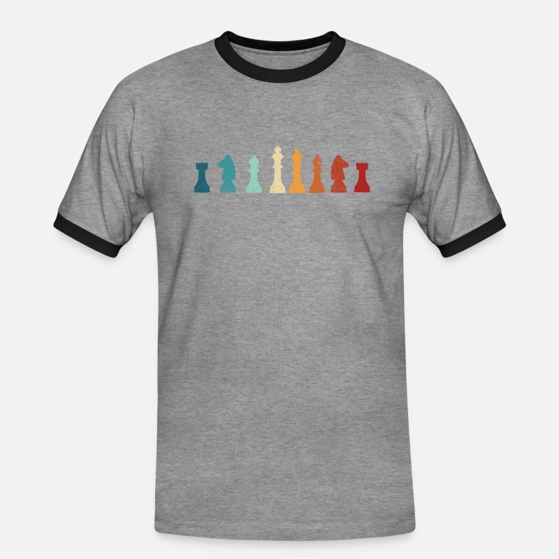 Schach Chess Evolution - Männer Kontrast-T-Shirt - Grau meliert/Schwarz