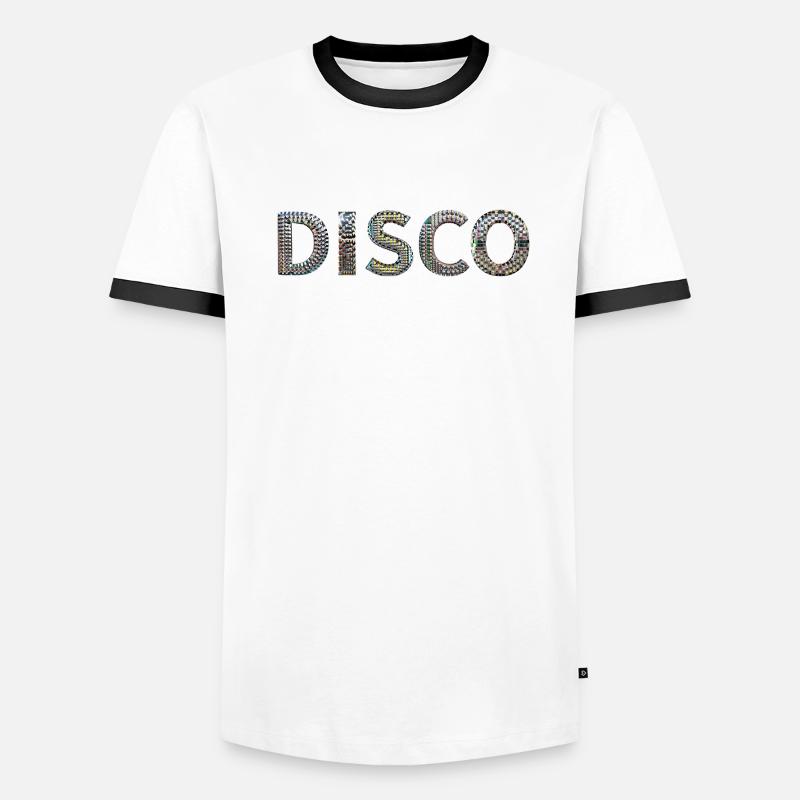 DISCO lettrage boule disco look danse devisefun T-shirt contrasté Homme