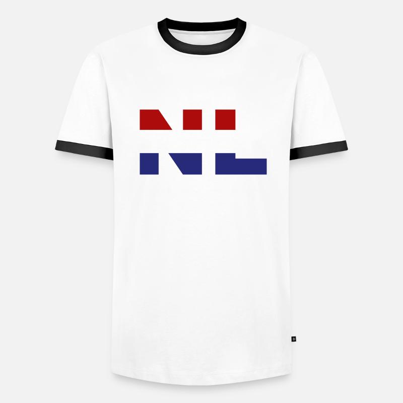 Pays-Bas Drapeau ISO Code NL UE T-shirt contrasté Homme