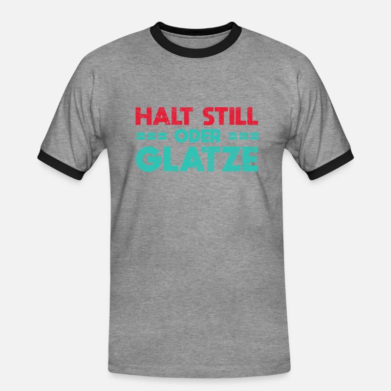 Halt Still, Oder Glatze - Männer Kontrast-T-Shirt - Grau meliert/Schwarz