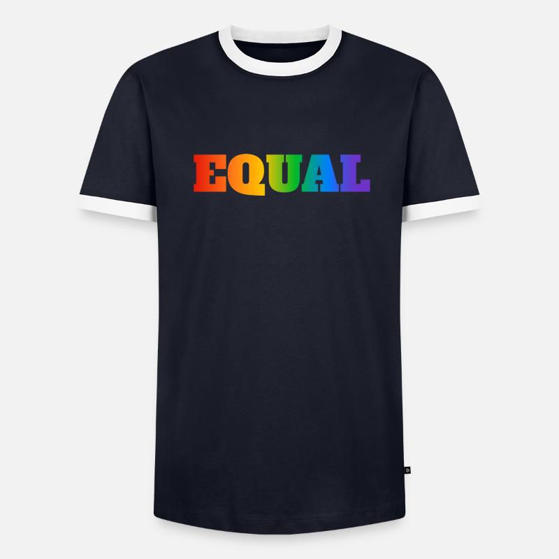 EQUAL RAINBOW TEXT Men's Ringer Shirt