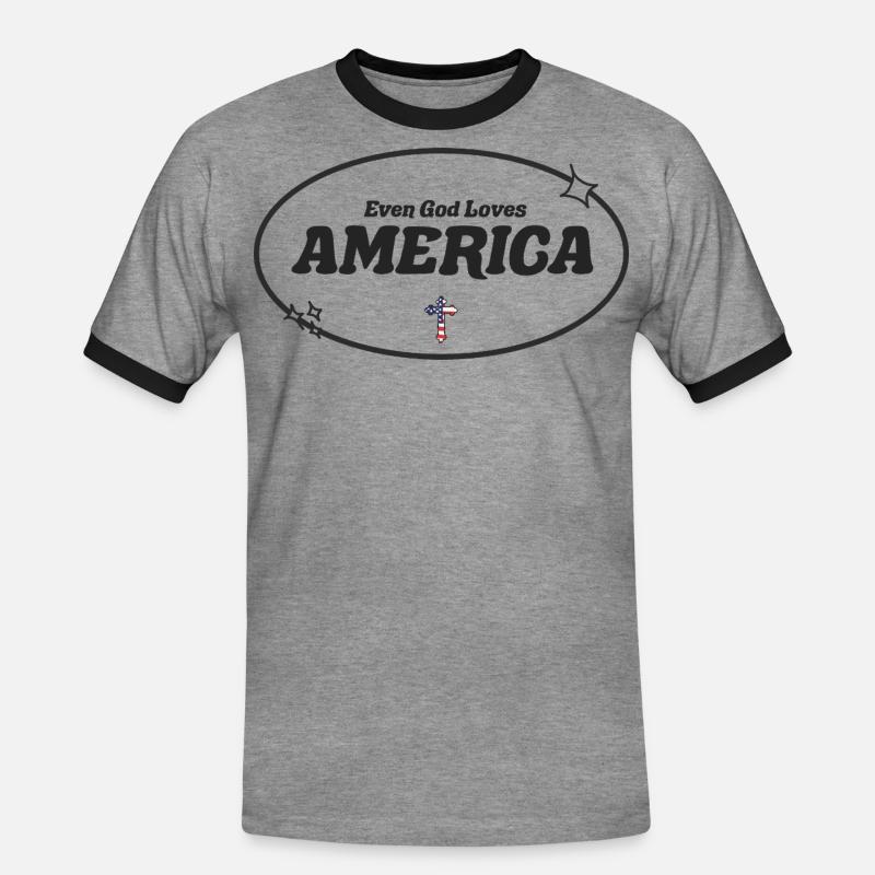Even God Worships America - Men's Ringer Shirt - heather grey/black