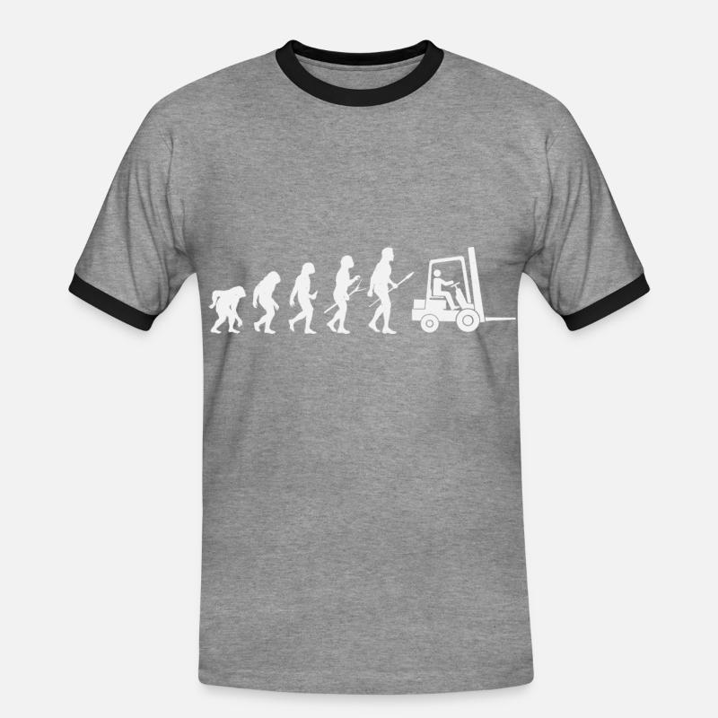 Forklift Evolution - Men's Ringer Shirt - heather grey/black