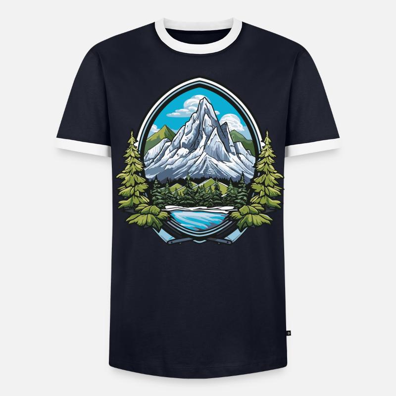 Berge Symbol Wappen Männer Kontrast-T-Shirt