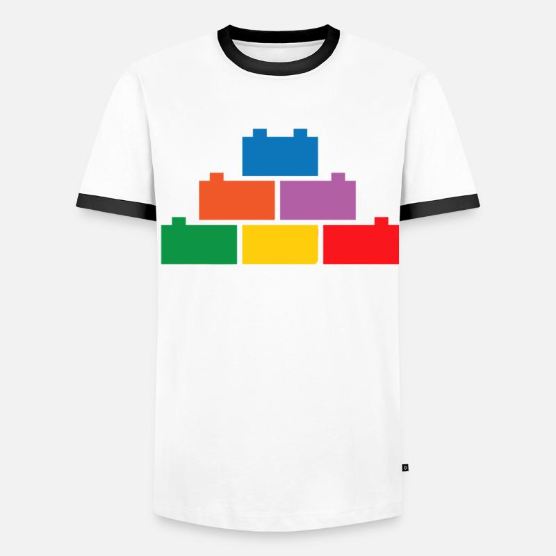 Constructeur de briques Jouets Blocs Blocs de serrage Briques T-shirt contrasté Homme