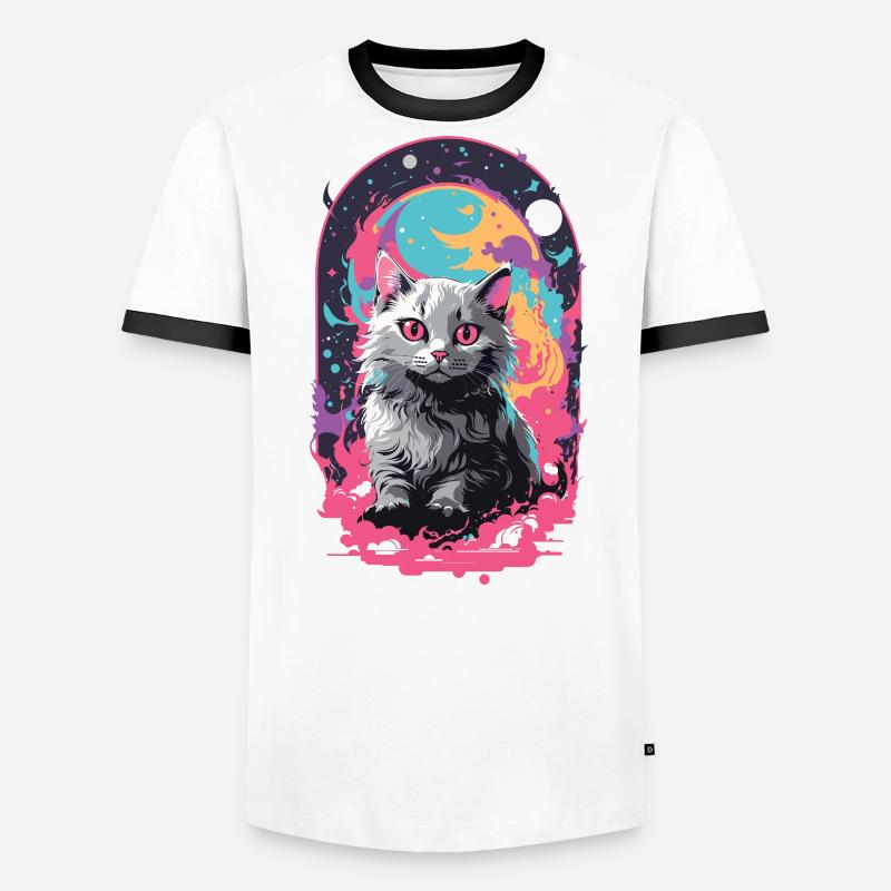 Chat Goth Pastel Psychédélique Weirdcore Design T-shirt contrasté Homme