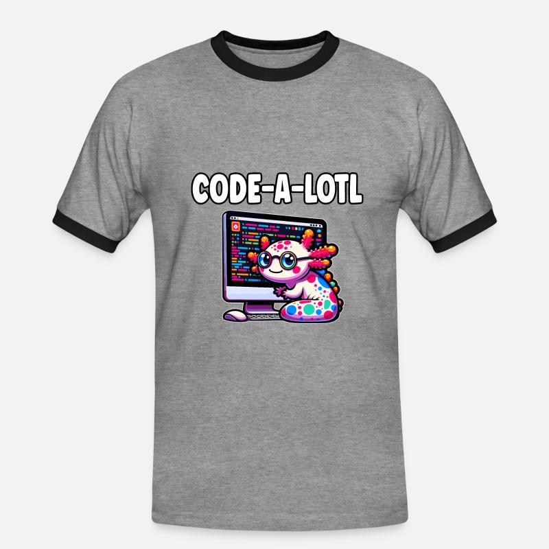 Funny Coding Axolotl Programming Gift - Men's Ringer Shirt - heather grey/black