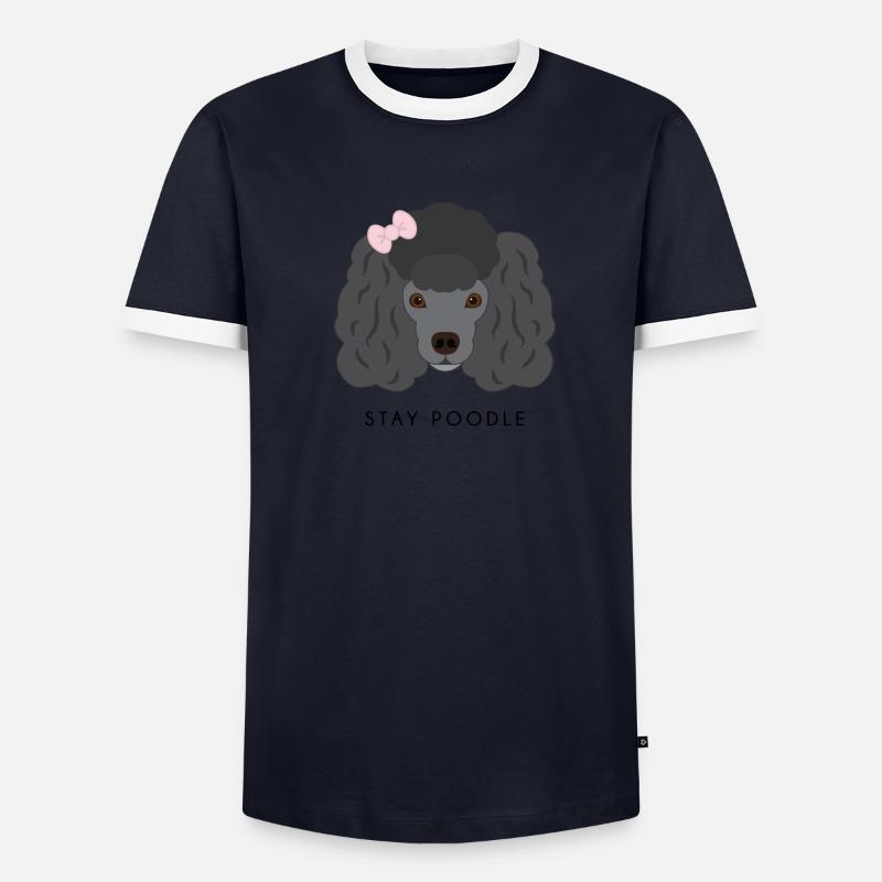 Schwarzer Pudel Männer Kontrast-T-Shirt