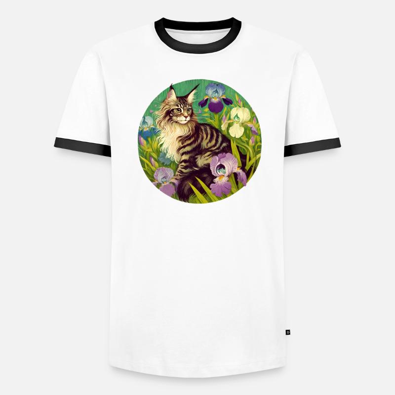 Braun getigerte Katze Iris Männer Kontrast-T-Shirt