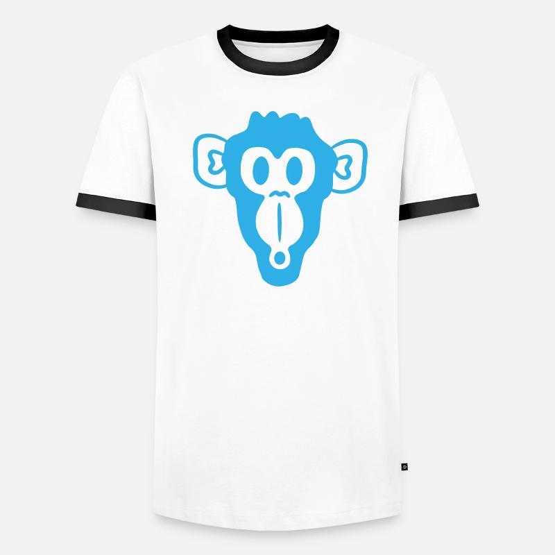 Wondered Curious Monkey Head Fright Face Men's Ringer Shirt