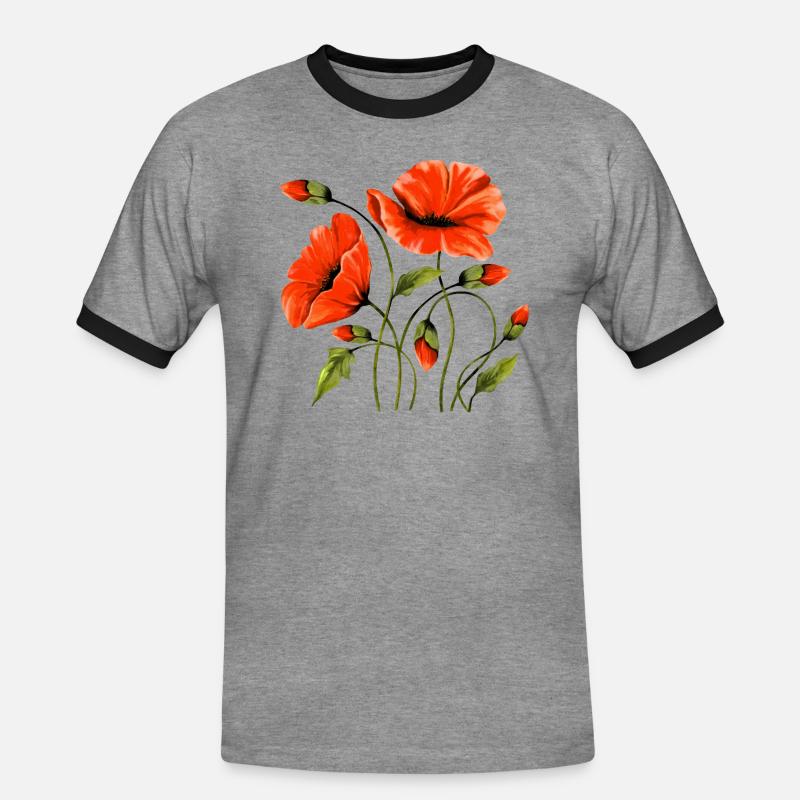 Blumen - Männer Kontrast-T-Shirt - Grau meliert/Schwarz
