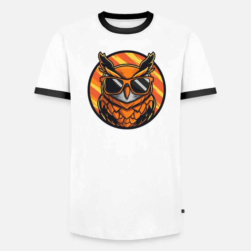 Eule Comic Cool Männer Kontrast-T-Shirt
