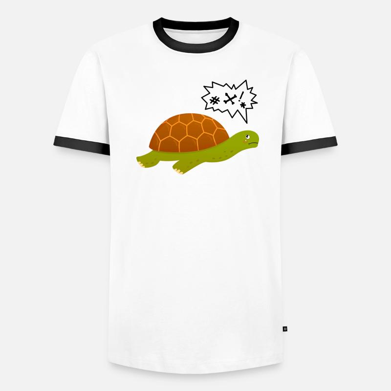 Grumpy Turtle Swearing Illustration Men's Ringer Shirt