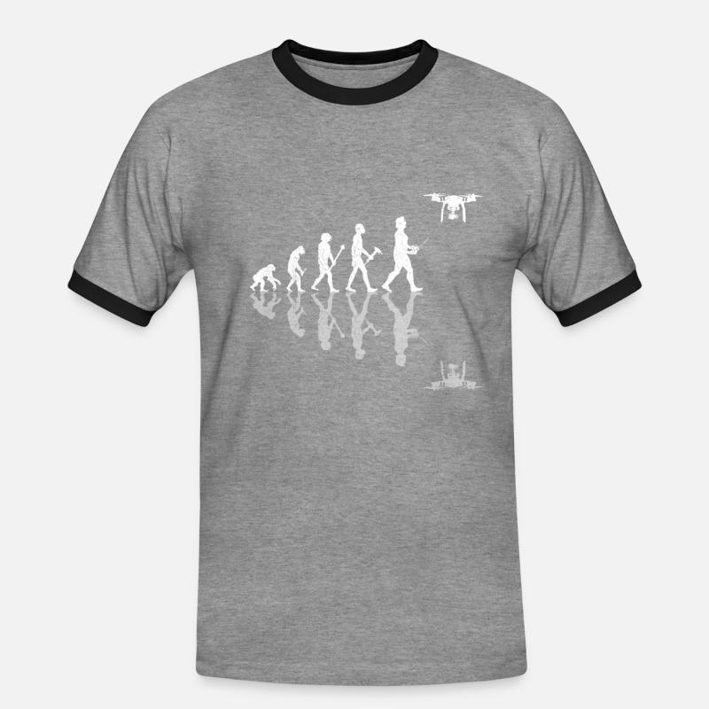 Drone Evolution - Männer Kontrast-T-Shirt - Grau meliert/Schwarz