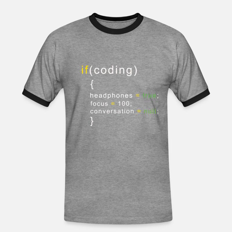 Coder coding - Men's Ringer Shirt - heather grey/black