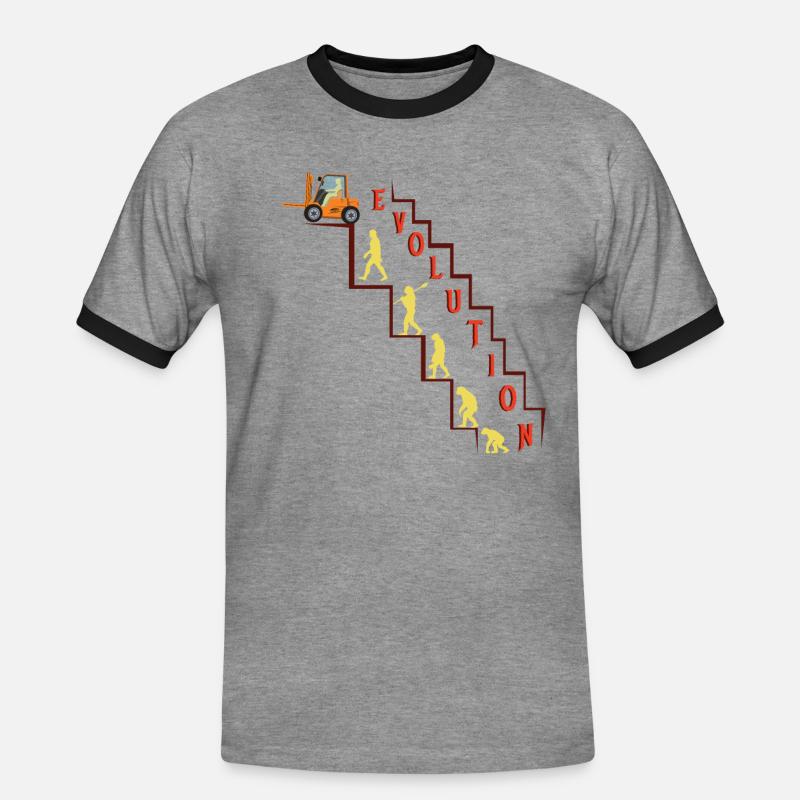 Forklift Driver - Evolution - Men's Ringer Shirt - heather grey/black