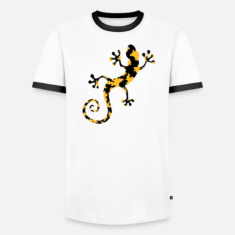 Gecko léopard tacheté jaune et noir T-shirt contrasté Homme