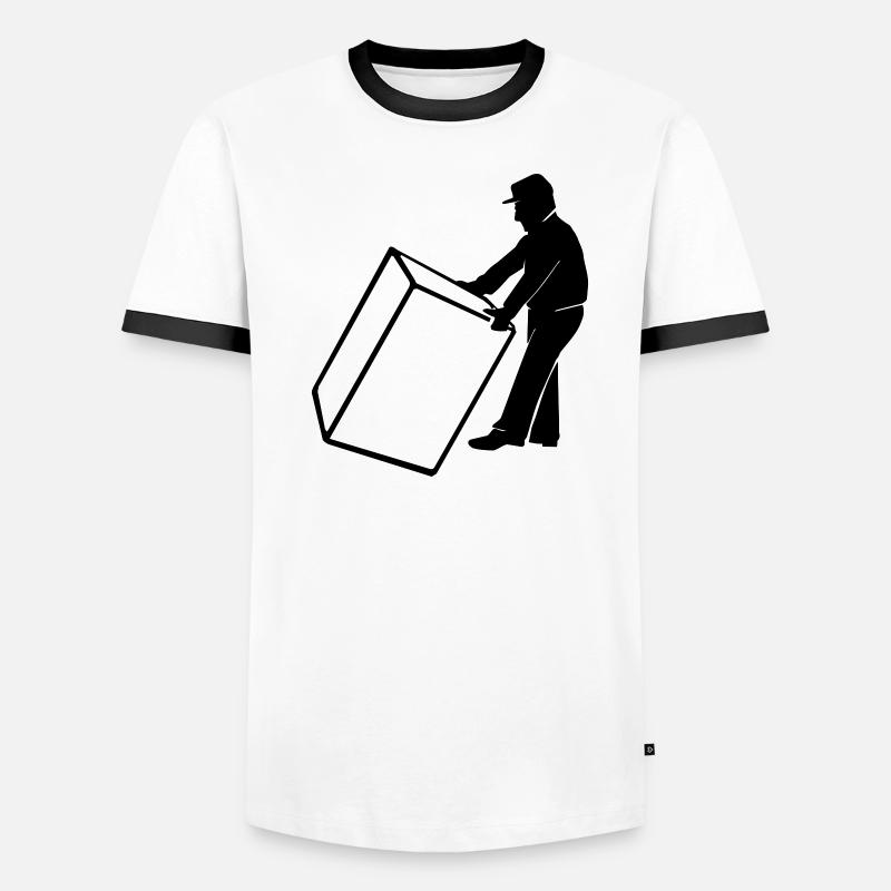 Mann Paket Box schleppen Geschenk Idee liefern Männer Kontrast-T-Shirt