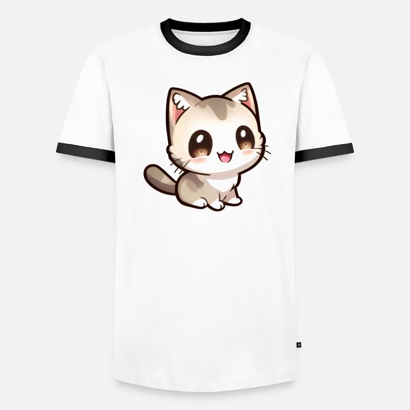 Mignon petit chat chibi T-shirt contrasté Homme