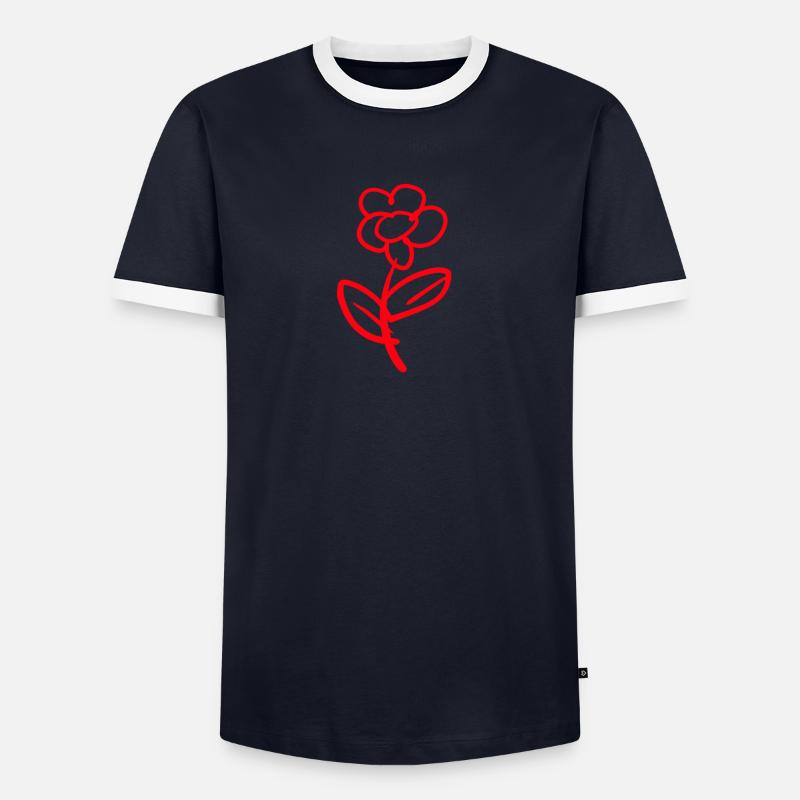 fleur rouge T-shirt contrasté Homme