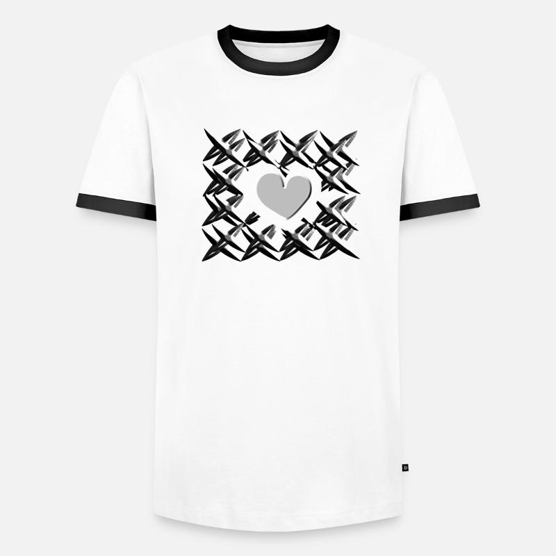 grey heart pattern Men's Ringer Shirt