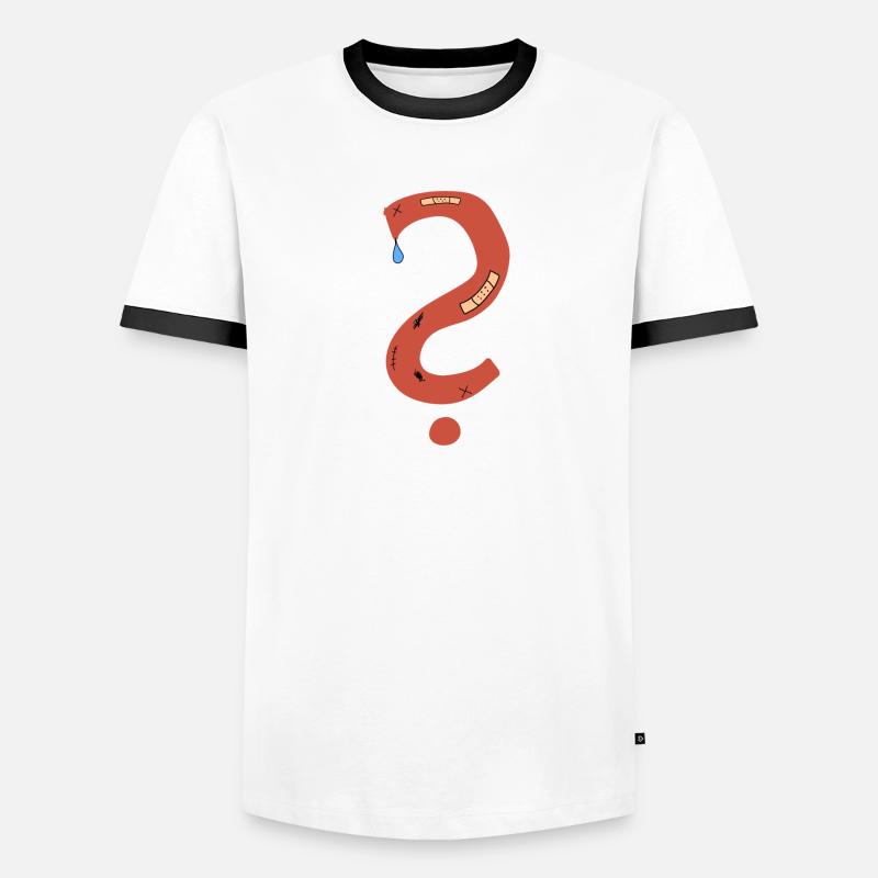 Fragezeichen Narben traurig pflaster Männer Kontrast-T-Shirt