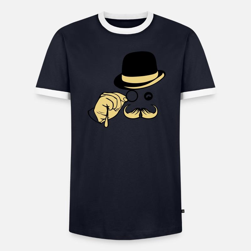 smiley chapeau monocle moustache melon T-shirt contrasté Homme