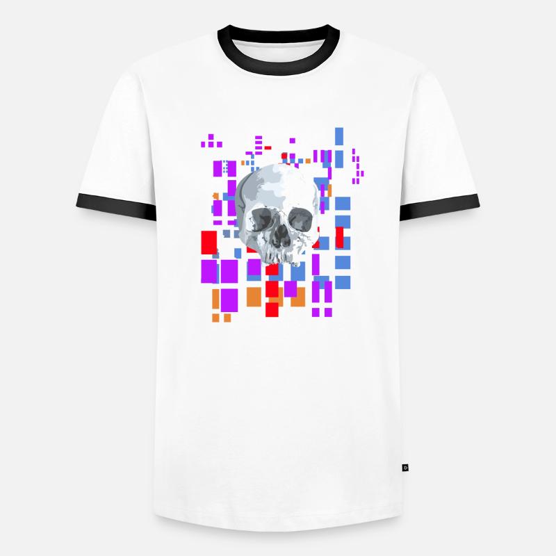 Pixel image with skull Men's Ringer Shirt
