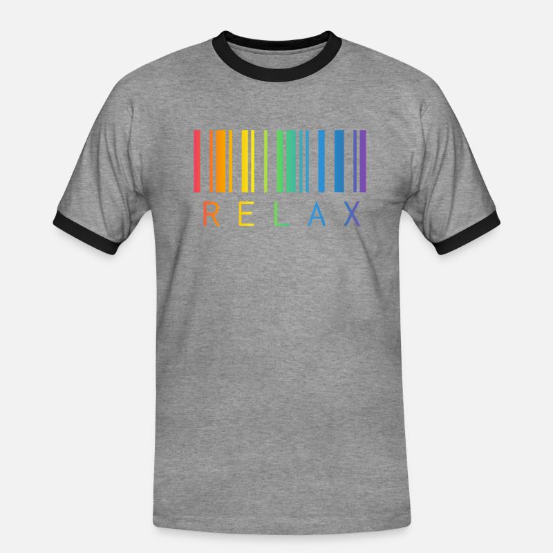 RELAX BARCODE STRICHCODE - Männer Kontrast-T-Shirt - Grau meliert/Schwarz