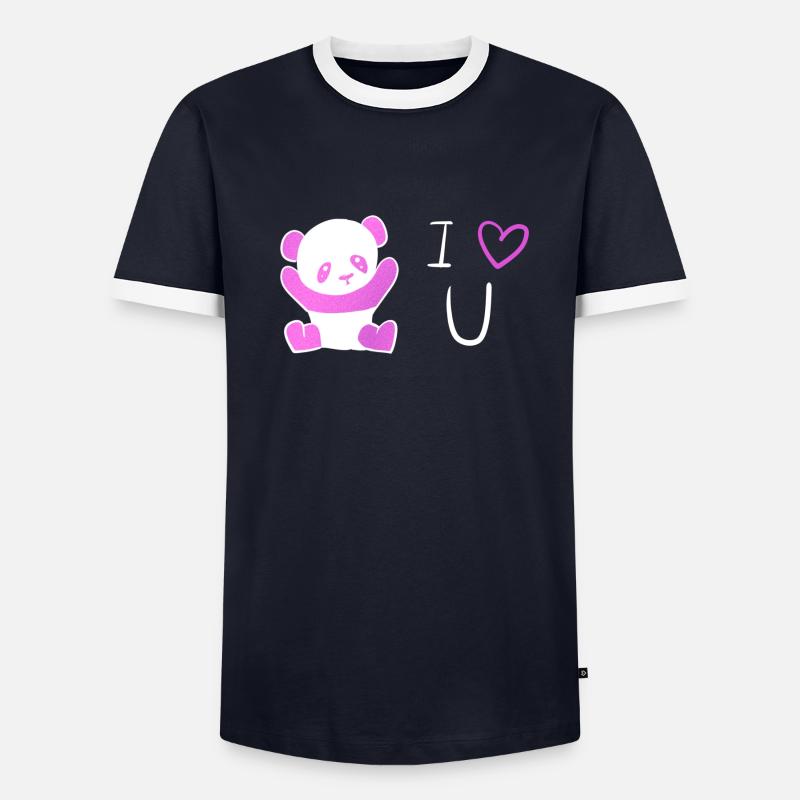 pinker panda ich liebe dich - Männer Kontrast-T-Shirt - undefined