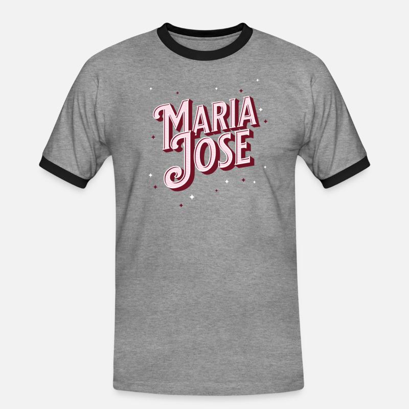 Maria Jose name personalized - Men's Ringer Shirt - heather grey/black