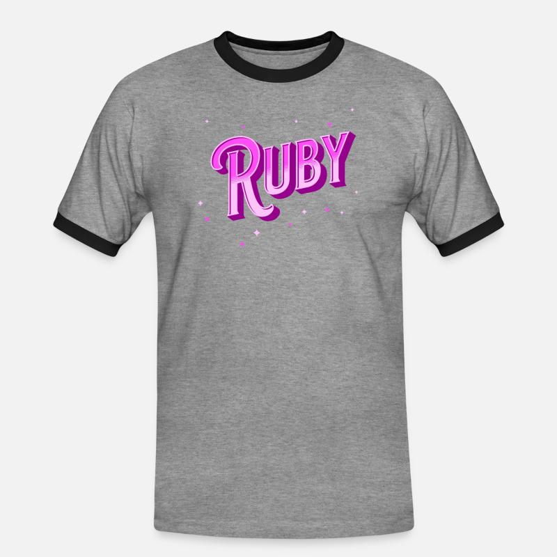 Ruby name personalized - Men's Ringer Shirt - heather grey/black