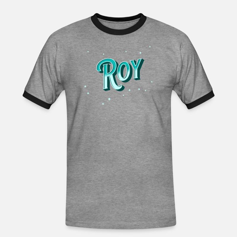 Roy name personalized - Men's Ringer Shirt - heather grey/black