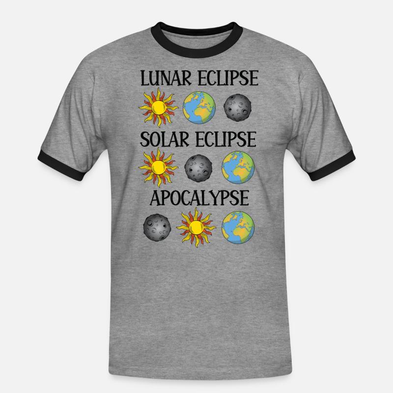 Lunar Eclipse Solar Eclipse Apocalypse - Men's Ringer Shirt - heather grey/black