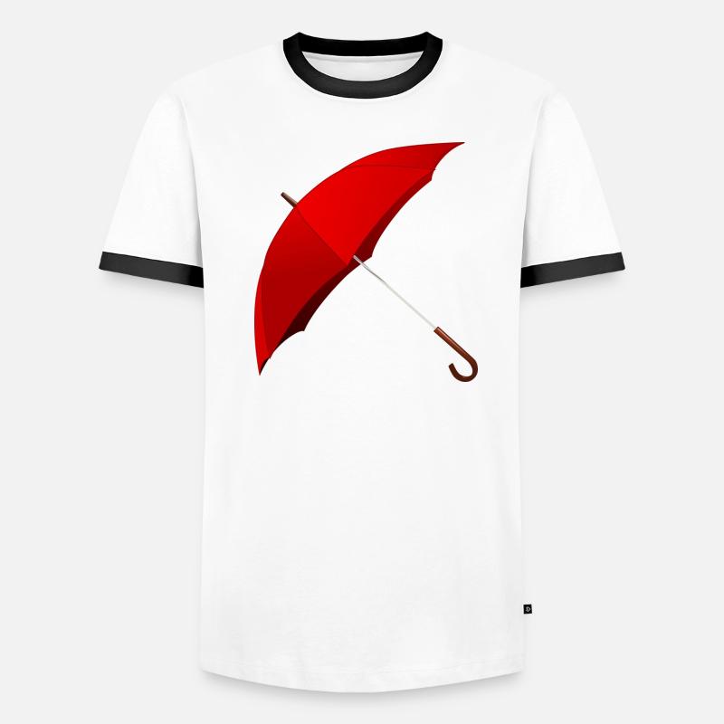 Le parapluie rouge est déployé. Idée de cadeau T-shirt contrasté Homme