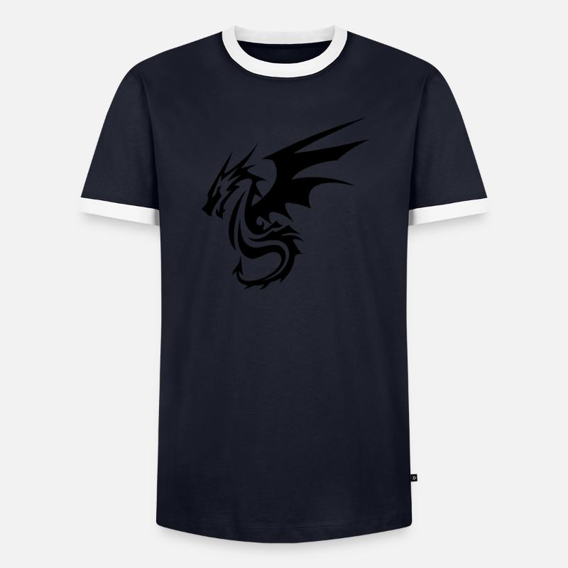Schwarzer Drache Männer Kontrast-T-Shirt