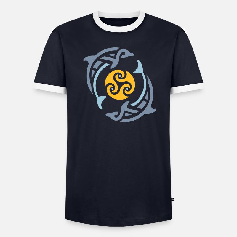 Tribal dolphins Männer Kontrast-T-Shirt