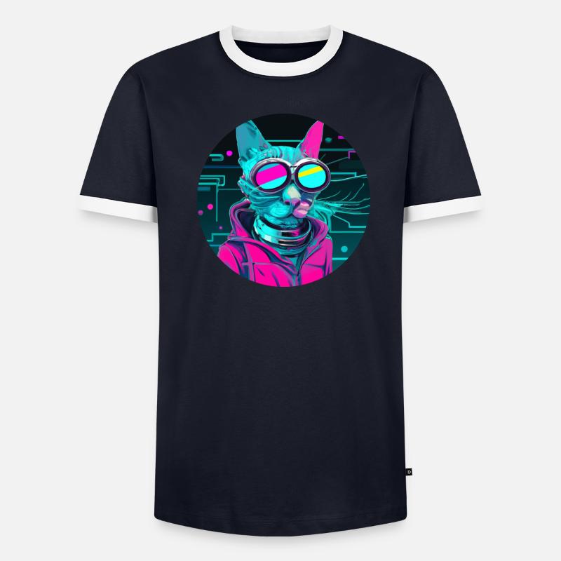 Stilvolle Katze Männer Kontrast-T-Shirt