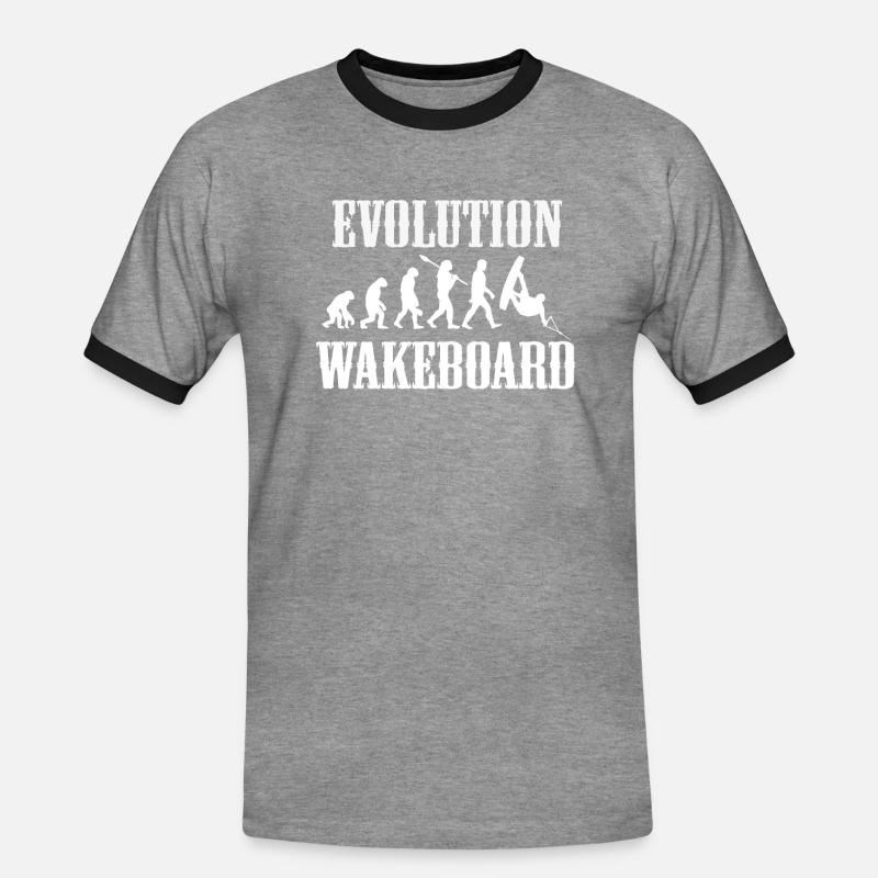 Wakeboard Evolution Geschenk - Männer Kontrast-T-Shirt - Grau meliert/Schwarz
